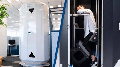 Japanese firm creates bizarre vertical office pods that lets employees sleep standing up