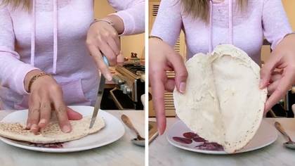 People Are Losing Their Mind Over How This Woman Cuts Pitta Bread