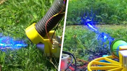 YouTuber creates lawn mower robot that cuts grass with high-powered laser beam