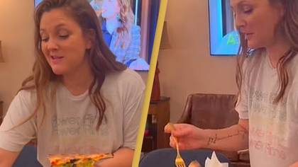 People disturbed at bizarre way Drew Barrymore eats a pizza