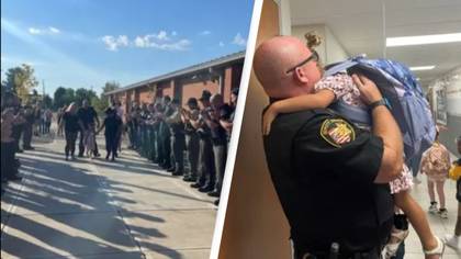 Daughter of cop who was killed escorted to first day of school by dozens of police officers