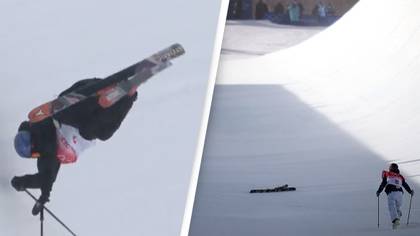 Olympic Skier Runs Up Halfpipe To Check On Injured Teammate
