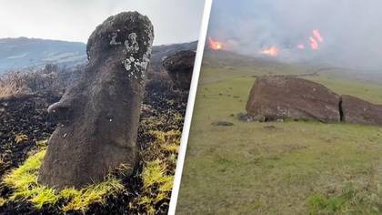 Fire on Easter Island causes 'irreparable' damage to famous moai statues