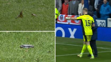 'Absolute Stupidity!': Old Firm Match Disrupted After Glass Bottle Thrown Onto The Pitch At Ibrox