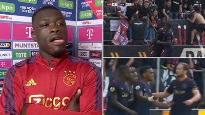 Ajax forward Brian Brobbey reacts to being racially abused during FC Utrecht game