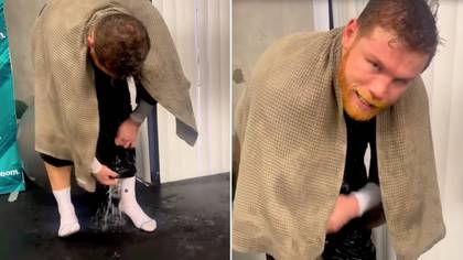 Fans can't believe how much liquid comes pouring out of Canelo's sweat pants