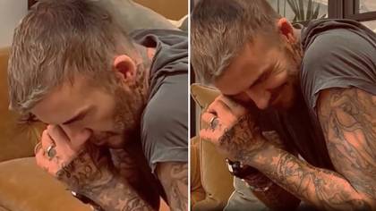 David Beckham listening to commentary of his free-kick vs Greece is emotional