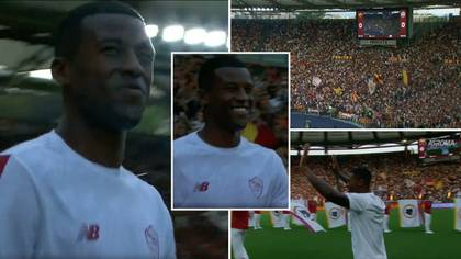 Gini Wijnaldum given spine-tingling ovation by Roma fans at Stadio Olimpico unveiling, the noise was deafening