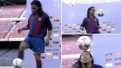Ronaldinho's Skill Show At Barcelona Presentation Is Insane, He's Football's Greatest Ever Entertainer