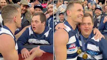 Geelong captain praised for bringing club’s water boy onto the field to celebrate winning AFL grand final