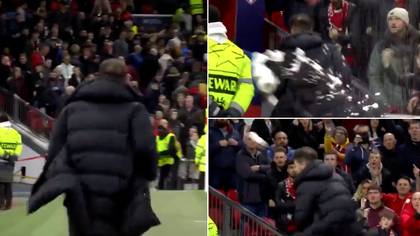 Diego Simeone Pelted With Missiles As He Ran Down The Tunnel After Atletico Madrid's Win Over Manchester United
