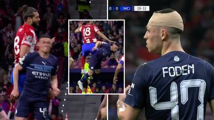 Phil Foden's Head Nearly Taken Off By Atletico Madrid's Felipe, Avoids Booking For Shocking Challenge