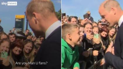 Prince William hilariously jokes with a young Man United fan as he greeted people at Westminster Hall