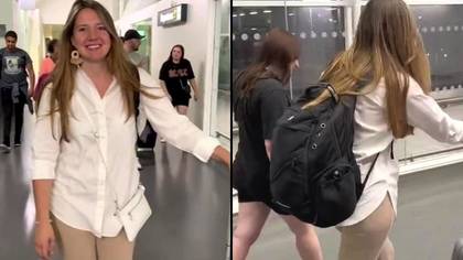 Man says people thought girlfriend was naked after she walked through airport with pale leggings