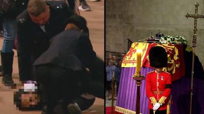 Man arrested after ‘pushing 7-year-old’ over and grabbing at Queen’s coffin