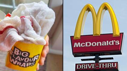 Dad furious after son's McDonald's wrap had folded dish cloth in it