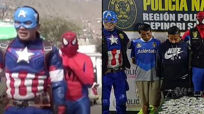 警察胸围毒品戒指打扮成蜘蛛侠，雷神和美国队长在Marvel行动中
