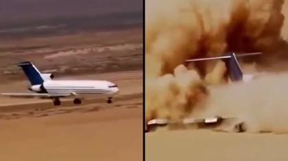Surreal footage of scientists deliberately crashing a Boeing 727 to test which seats had best chance of survival