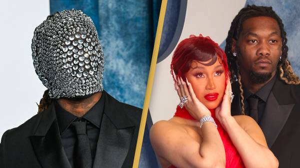Fans claim Offset is 'trying to be Kanye West' with mask at Oscars afterparty