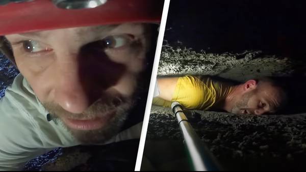 People 'can't breathe' while watching video of caver getting stuck in extremely tight cave