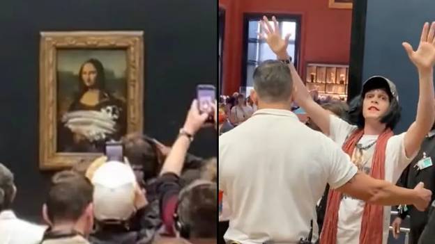 'Man Dressed As Elderly Woman In A Wheelchair' Smears Cake Across The Mona Lisa At The Louvre