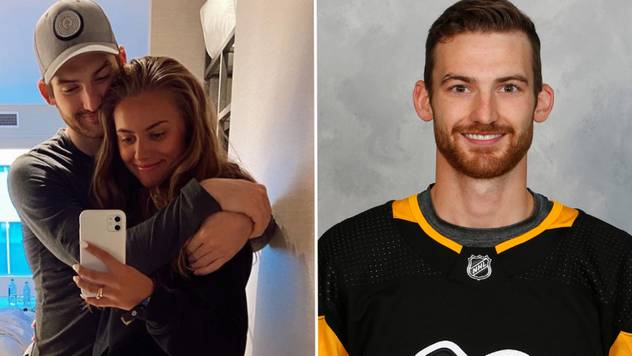 Fiancée of ice hockey star who died being slashed in the neck pays tribute as he's laid to rest