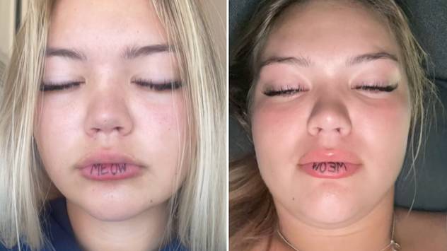 Woman left devastated after accidentally getting tattoo on outside of her lip