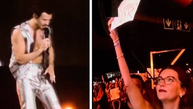 Harry Styles helps fan with gender reveal during concert