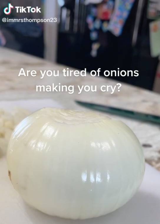 Are you tired of onions making you cry? (Credit: @gnthompson29/TikTok)