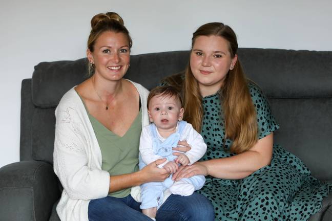 A mum has been left feeling overwhelmed after her best friend stepped in to donate part of her liver to save her six-month-old baby. Credit: SWNS