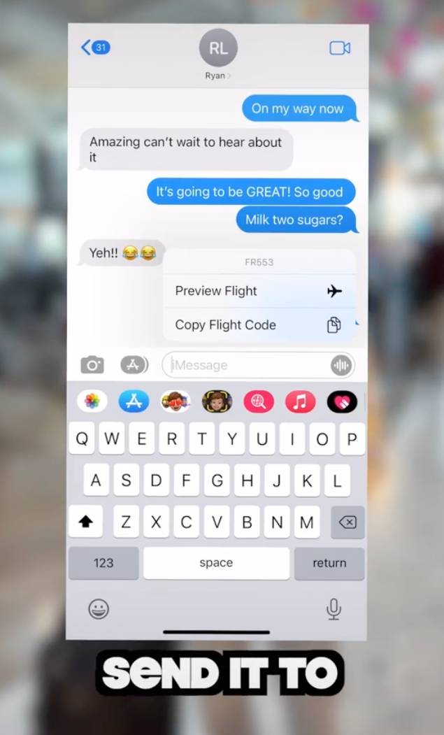 Simply send your airline and flight number. Credit: TikTok/@live_thedash