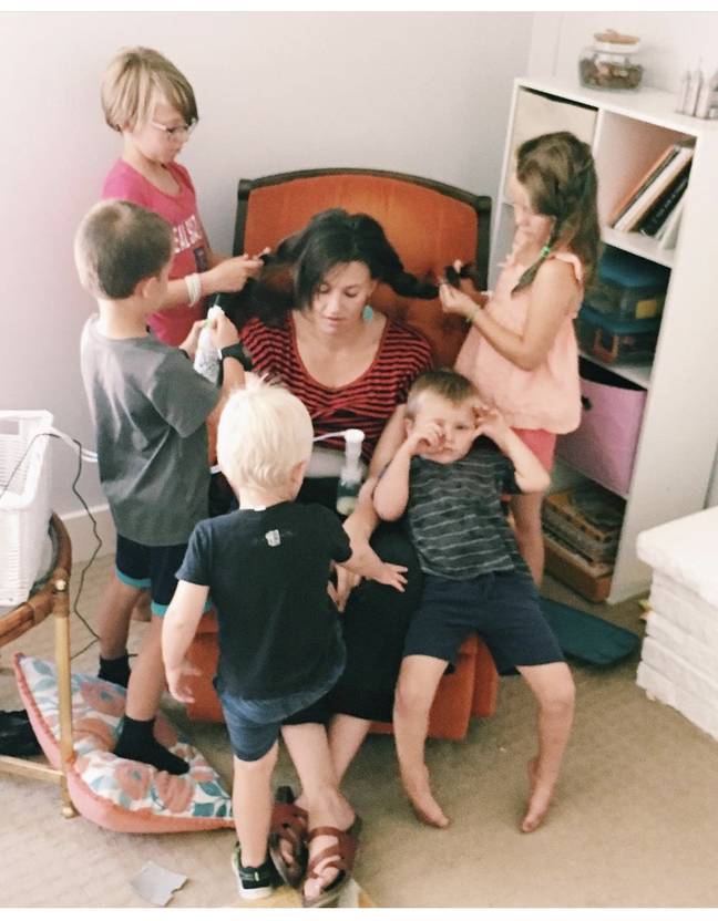 Sharon Johnson has six kids aged between 12 and three. Credit: SWNS