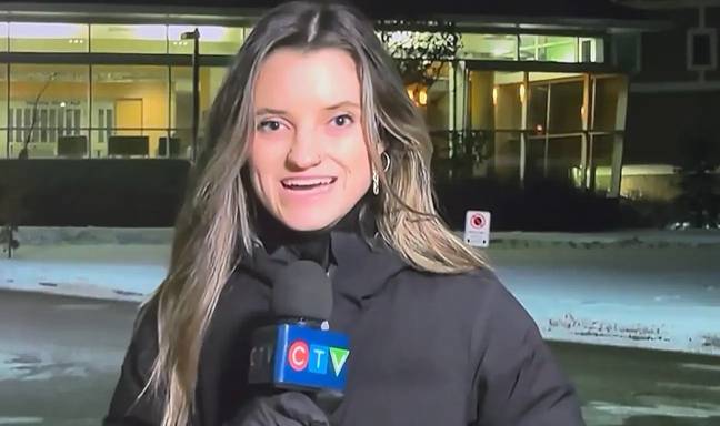 Reporter Jessica Robb began to feel unwell during the live broadcast. Credit: CTV
