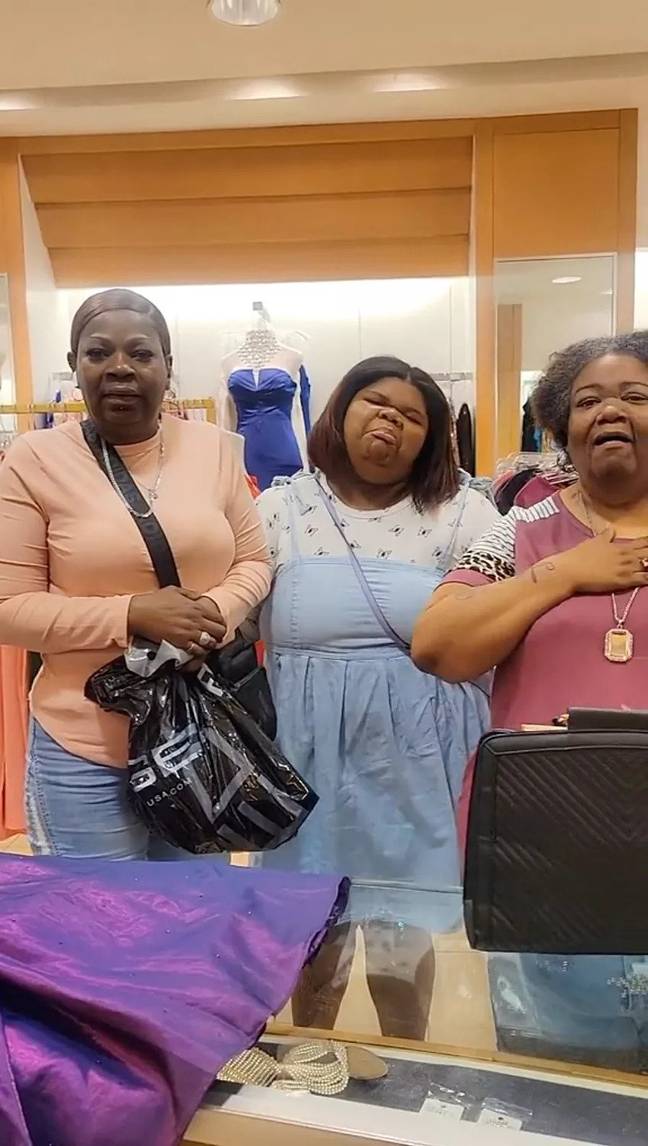 The family were overwhelmed with emotion when they were told that the dress would be free. Credit: TikTok/ @juicybodygoddess