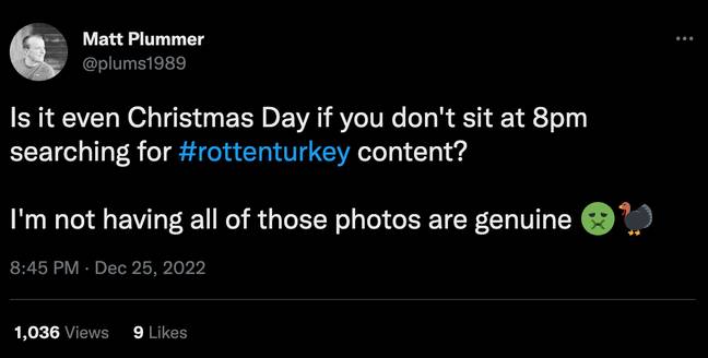 The rotten turkey content is raging on Twitter. Credit: @plums1989/ Twitter