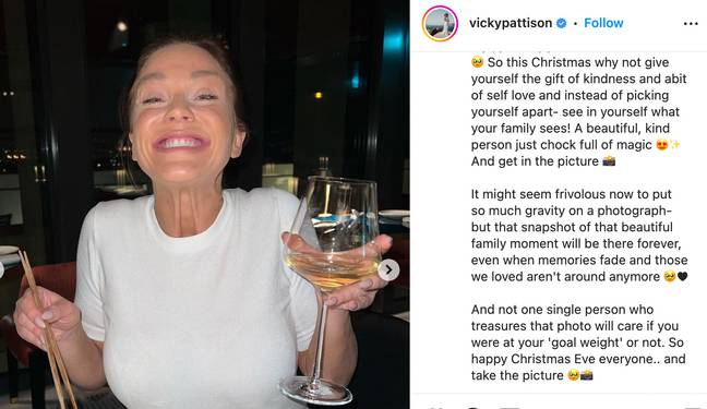 Pattison noted loved ones don't care what you look like. Credit: vickypattison/Instagram
