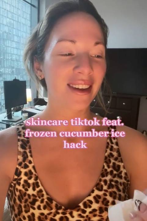 Can a frozen cucumber help alleviate dark circles and pimples? (Credit: TikTok/alexaraeloebel)