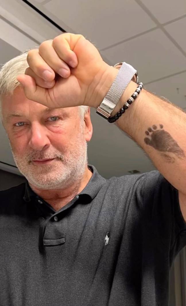 Alec Baldwin had Ilaria's footprint stamped on his arm. Credit: @hilariabaldwin/Instagram.