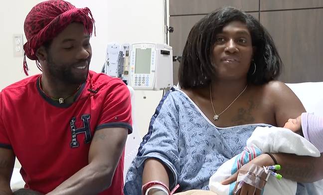 The family welcomed their baby in the McDonald's restaurant. Credit: 11Alive News