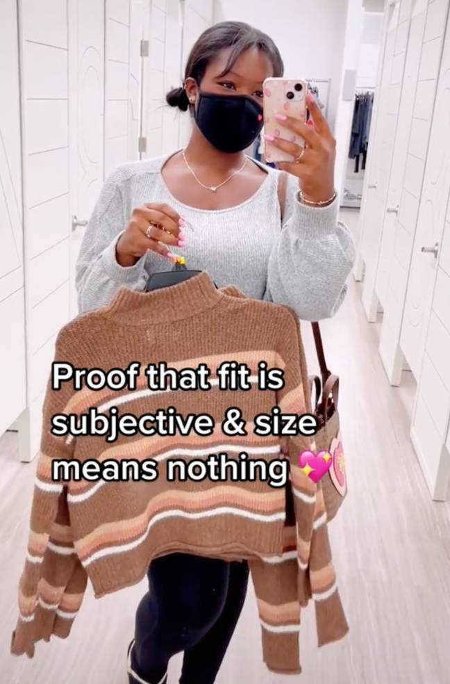 Tae explained that the video was proof that 'fit is subjective and size means nothing'. Credit: TikTok/@taedriver