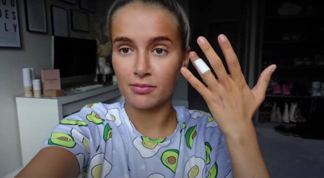 Molly-Mae showed off the bandage on her finger (Credit: YouTube - molly-mae)