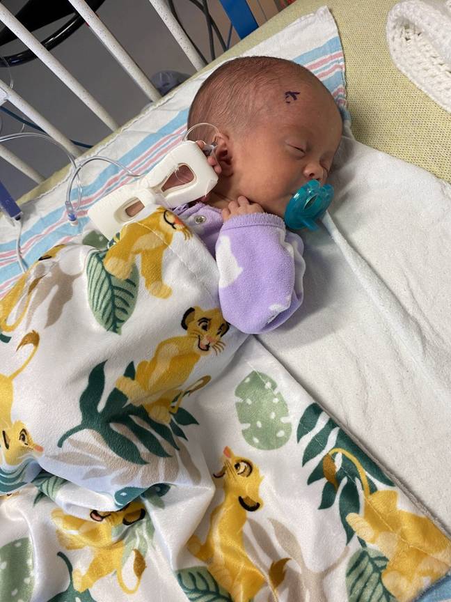 Baby Kensley was born via an emergency C-section on May 23rd 2021. Credit: SWNS
