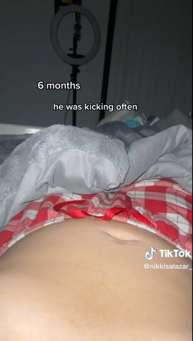Nikki was feeling kicks at six months. Credit: TikTok/@nikkisalazar_