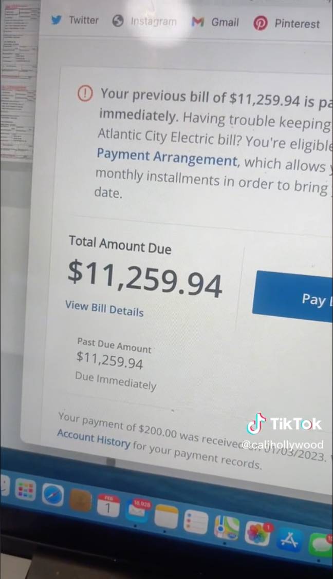 CJ revealed her huge electric bill on TikTok. Credit: @calihollywood/TikTok