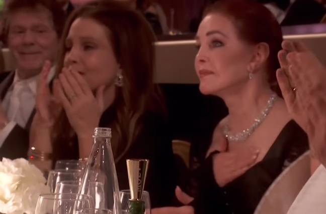 Lisa Marie and Priscilla looked touched by Butler's comments. Credit: NBC