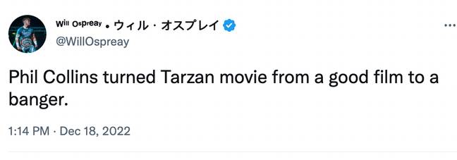 Collins has been praised for his work on Tarzan. Credit: @WillOspreay/Twitter