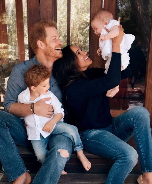 Prince Harry and Meghan Markle opted for jeans in this year's Christmas card. (Credit: Archewell)