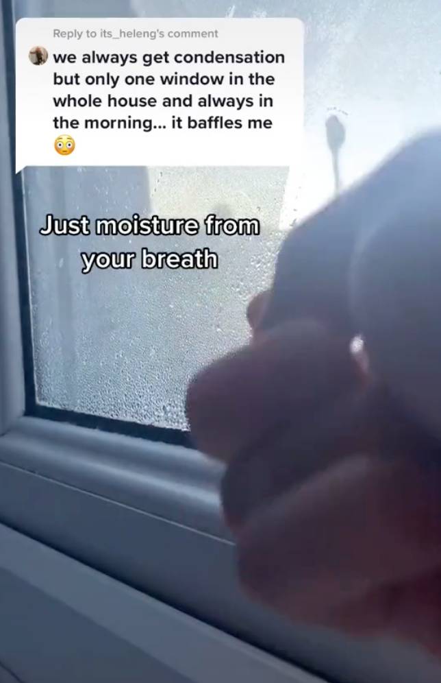 The condensation is caused by moisture from your breath. Credit: TikTok/@thatpropertyguy