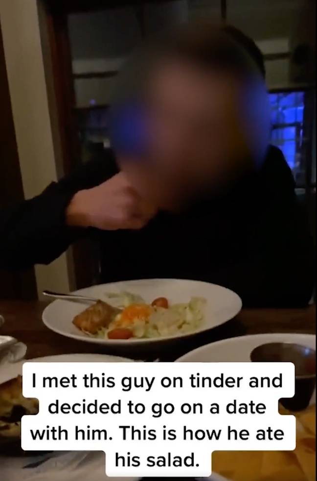 The woman was left unimpressed by her date's salad eating technique (Credit: @sydkinnn/TikTok)