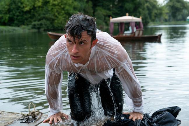 Anthony Bridgerton's wet shirt scene has caused a stir on social media. (Credit: Netflix)